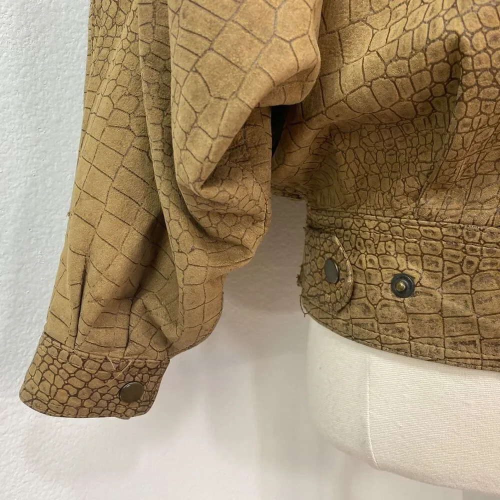 Vintage 80/90 Winlit Brown Leather Bomber Jacket Small Grunge Distress Punk Rock